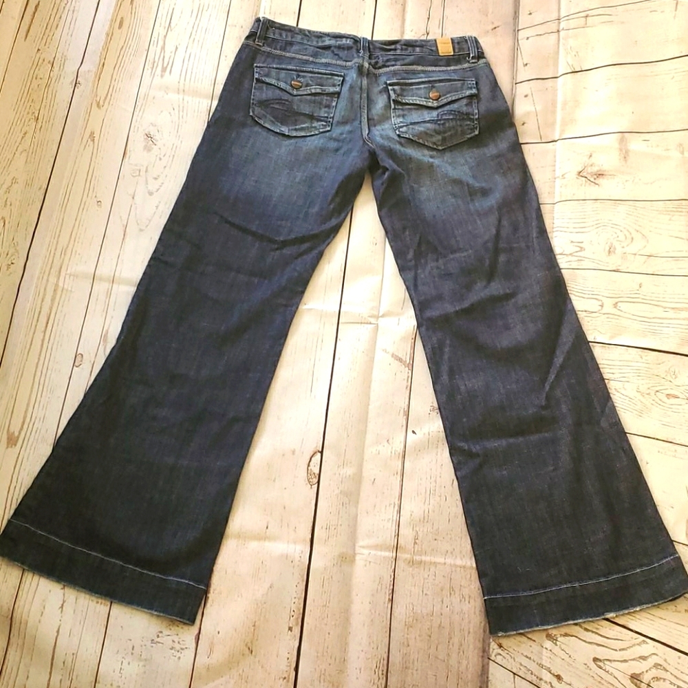 Maurice's dark wash flare leg wrinkled jeans 7/8 - Picture 5 of 10